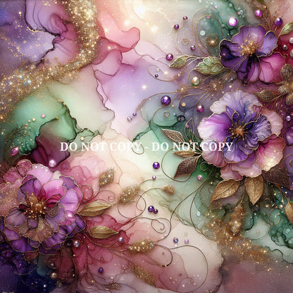 HOLOGRAPHIC FLORAL ALCOHOL INK - MULTIPLE VARIATIONS
