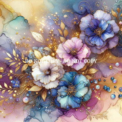 HOLOGRAPHIC FLORAL ALCOHOL INK - MULTIPLE VARIATIONS