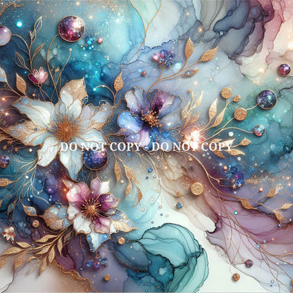 HOLOGRAPHIC FLORAL ALCOHOL INK - MULTIPLE VARIATIONS