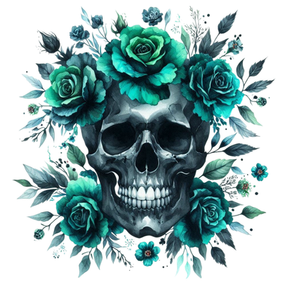 GREEN FLORAL SKULLS - Decals