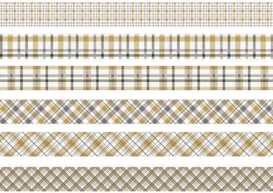 GOLD BLACK AND GREY TARTAN STRIPES - NEW YEARS - FLAIR SHEET - PINE AND FEATHERS DESIGN