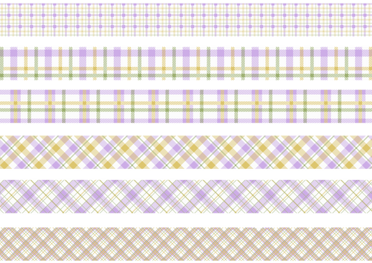 GREEN LAVENDER AND YELLOW TARTAN STRIPES - FLAIR SHEET - PINE AND FEATHERS DESIGN