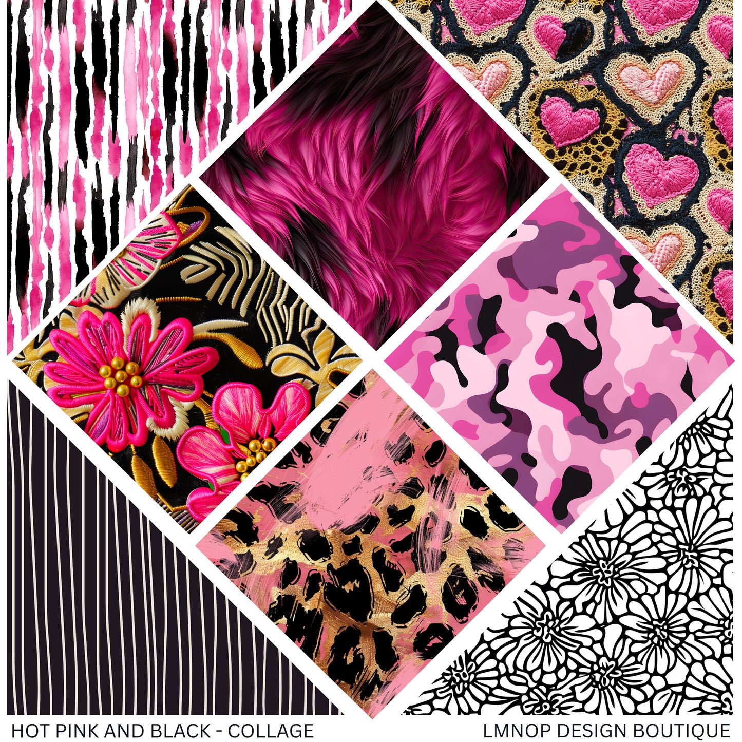 HOT PINK AND BLACK - COLLAGE VINYL