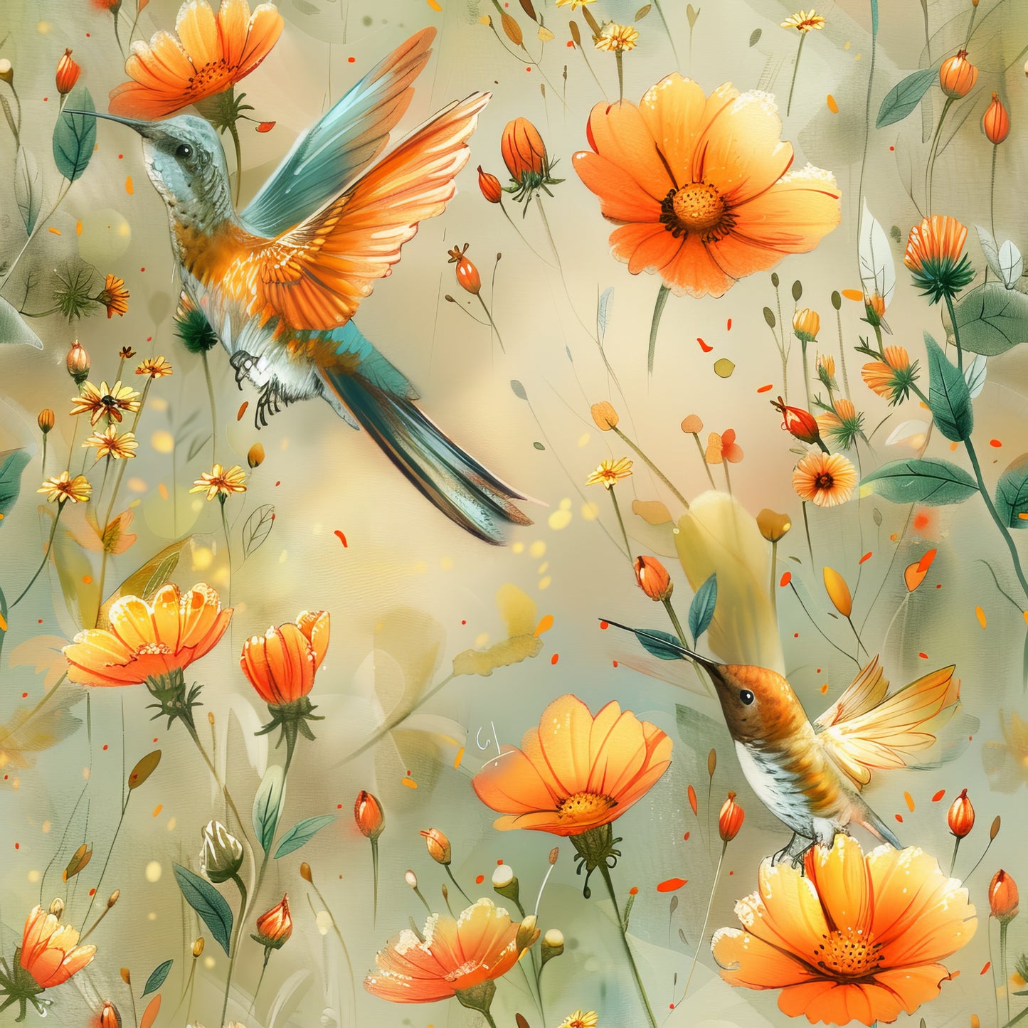WATERCOLOR HUMMINGBIRD - MULTIPLE VARIATIONS