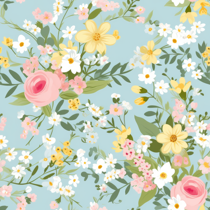 PASTEL EASTER FLORAL PATTERN VINYL -  MULTIPLE VARIATIONS