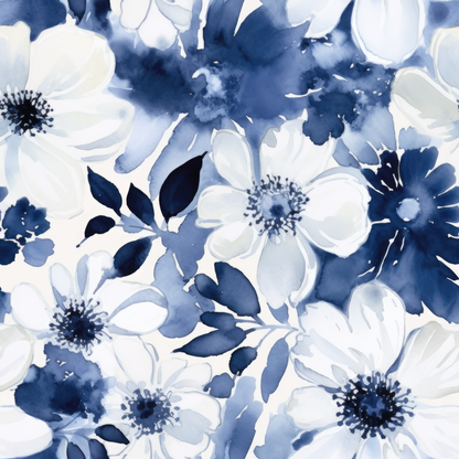 INDIGO FLORAL PATTERN VINYL - MULTIPLE VARIATIONS