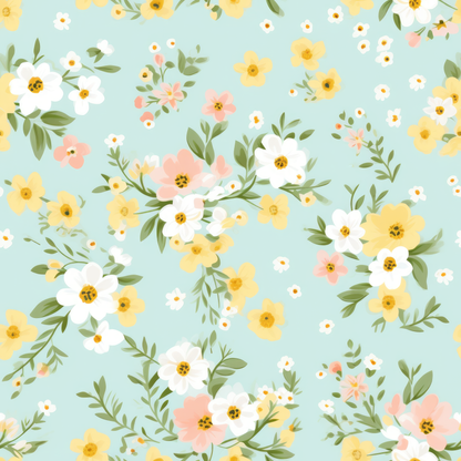 PASTEL EASTER FLORAL PATTERN VINYL -  MULTIPLE VARIATIONS