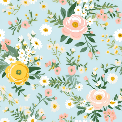 PASTEL EASTER FLORAL PATTERN VINYL -  MULTIPLE VARIATIONS