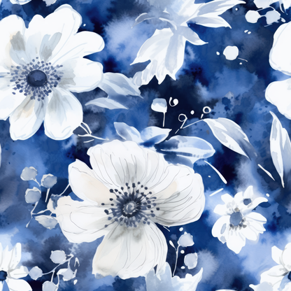 INDIGO FLORAL PATTERN VINYL - MULTIPLE VARIATIONS