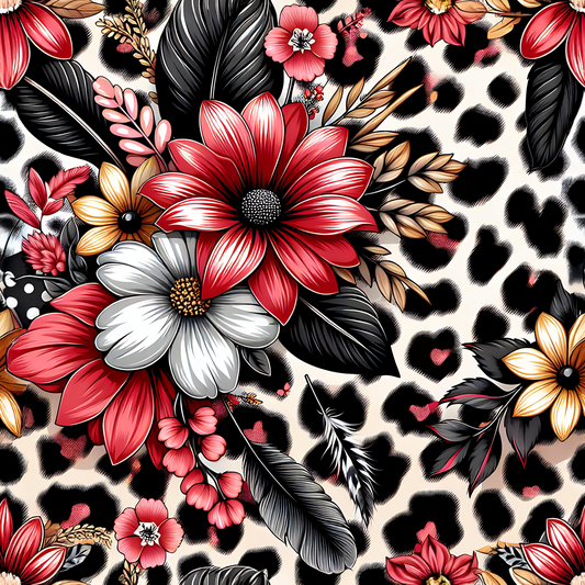 LEOPARD RED DAISY - PATTERN VINYL
