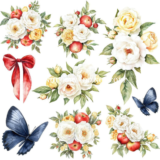 MODERN SNOW WHITE FLORAL - FLAIR SHEET