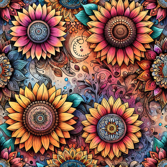 MANDALA SUNFLOWERS - PATTERN VINYL