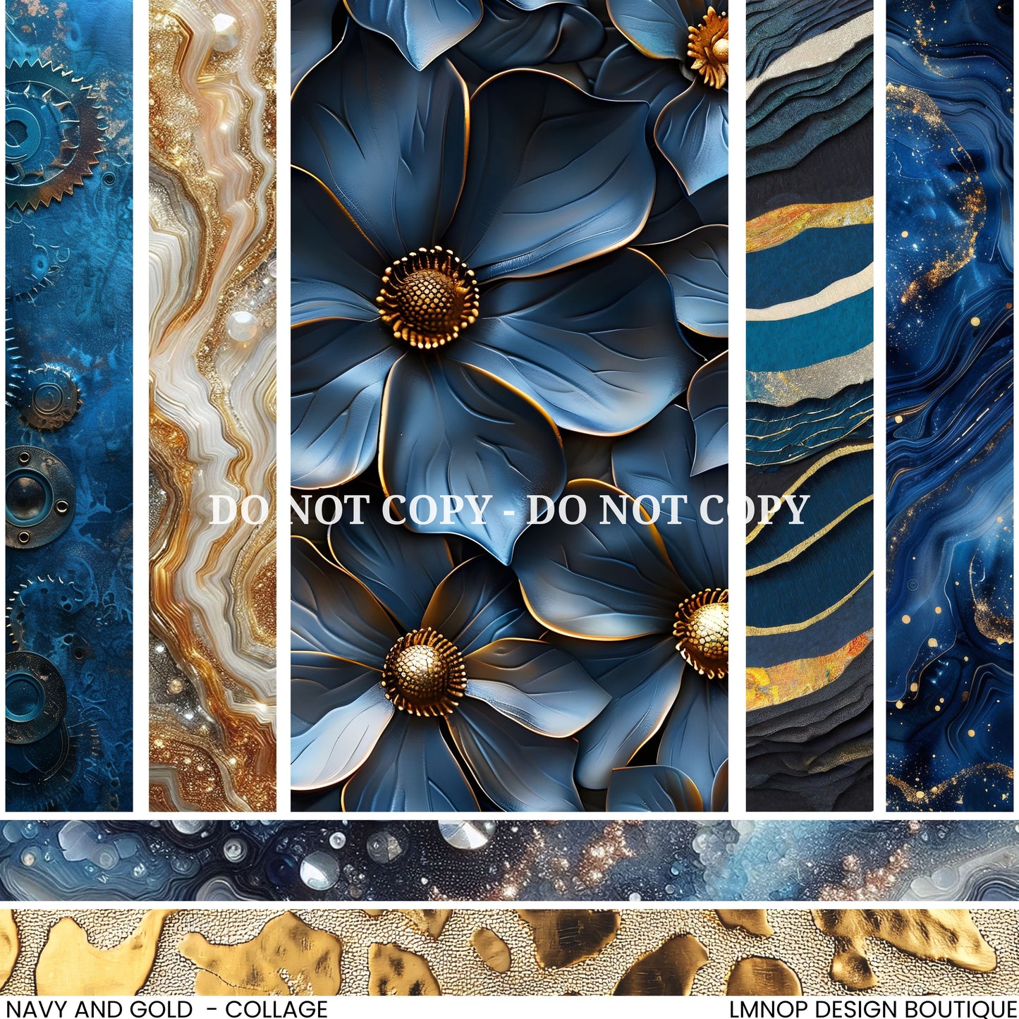 NAVY AND GOLD - COLLAGE VINYL