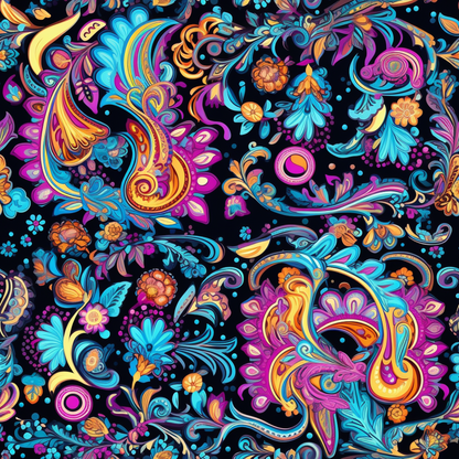 NEON PAISLEY PATTERN VINYL - MULTIPLE VARIATIONS