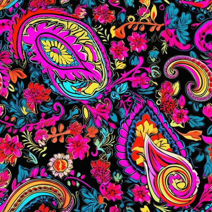 NEON PAISLEY PATTERN VINYL - MULTIPLE VARIATIONS