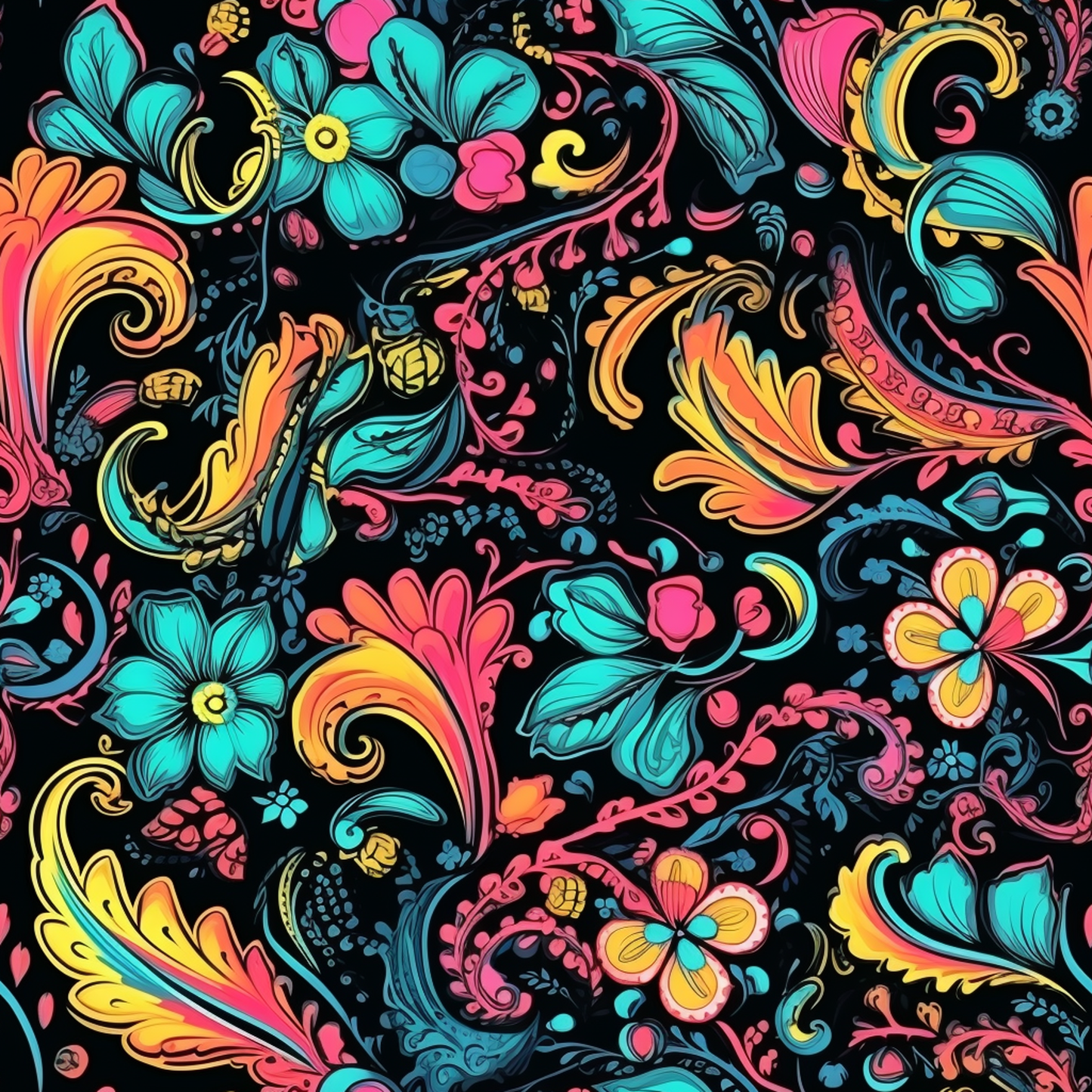 NEON PAISLEY PATTERN VINYL - MULTIPLE VARIATIONS