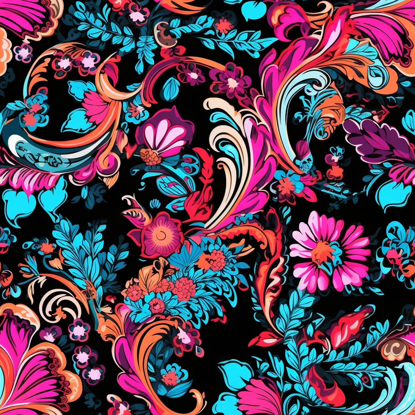 NEON PAISLEY PATTERN VINYL - MULTIPLE VARIATIONS