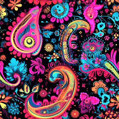 NEON PAISLEY PATTERN VINYL - MULTIPLE VARIATIONS