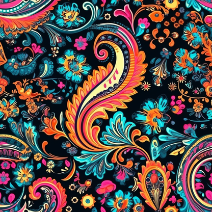 NEON PAISLEY PATTERN VINYL - MULTIPLE VARIATIONS