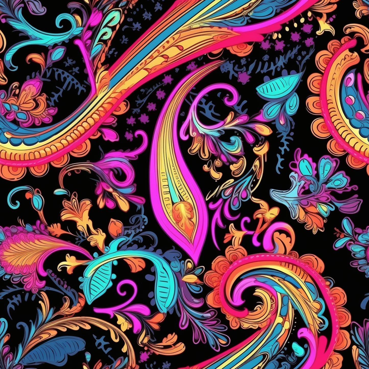 NEON PAISLEY PATTERN VINYL - MULTIPLE VARIATIONS