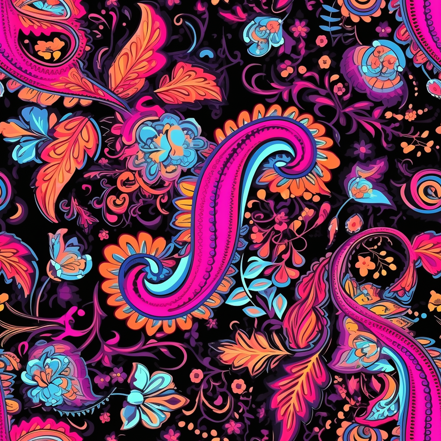 NEON PAISLEY PATTERN VINYL - MULTIPLE VARIATIONS