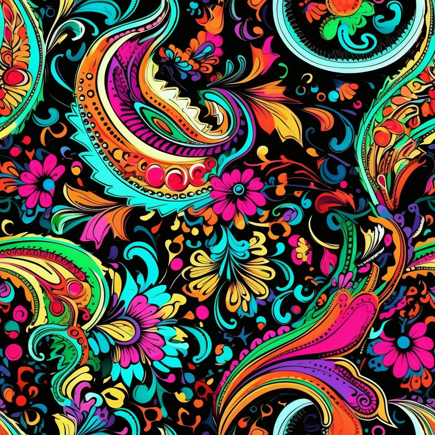 NEON PAISLEY PATTERN VINYL - MULTIPLE VARIATIONS