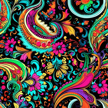 NEON PAISLEY PATTERN VINYL - MULTIPLE VARIATIONS