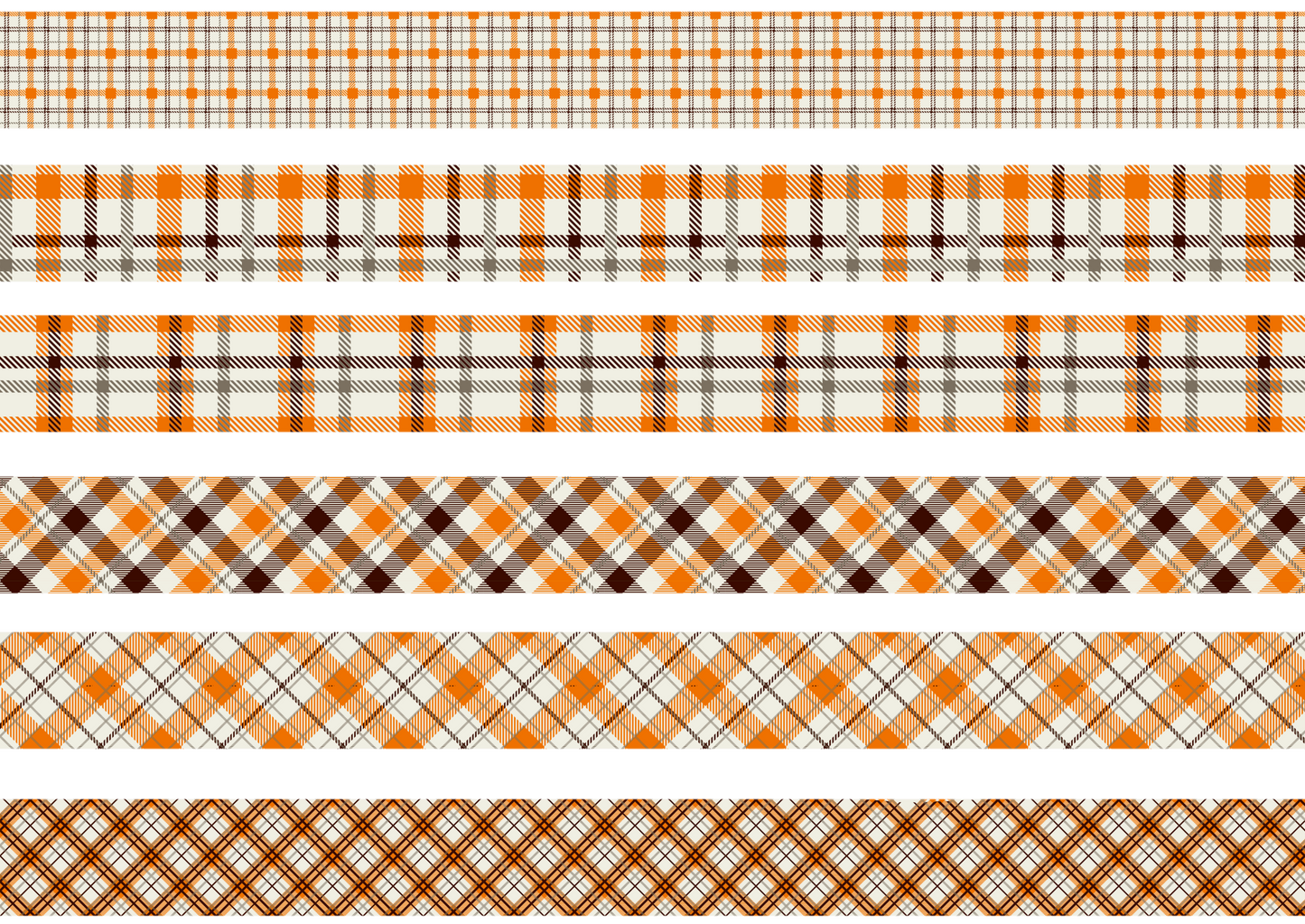 ORANGE, GREY AND CREAM TARTAN STRIPES - FLAIR SHEET - PINE AND FEATHERS DESIGN