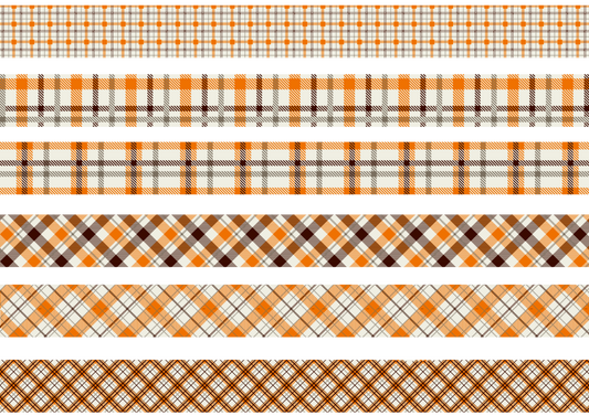 ORANGE, GREY AND CREAM TARTAN STRIPES - FLAIR SHEET - PINE AND FEATHERS DESIGN