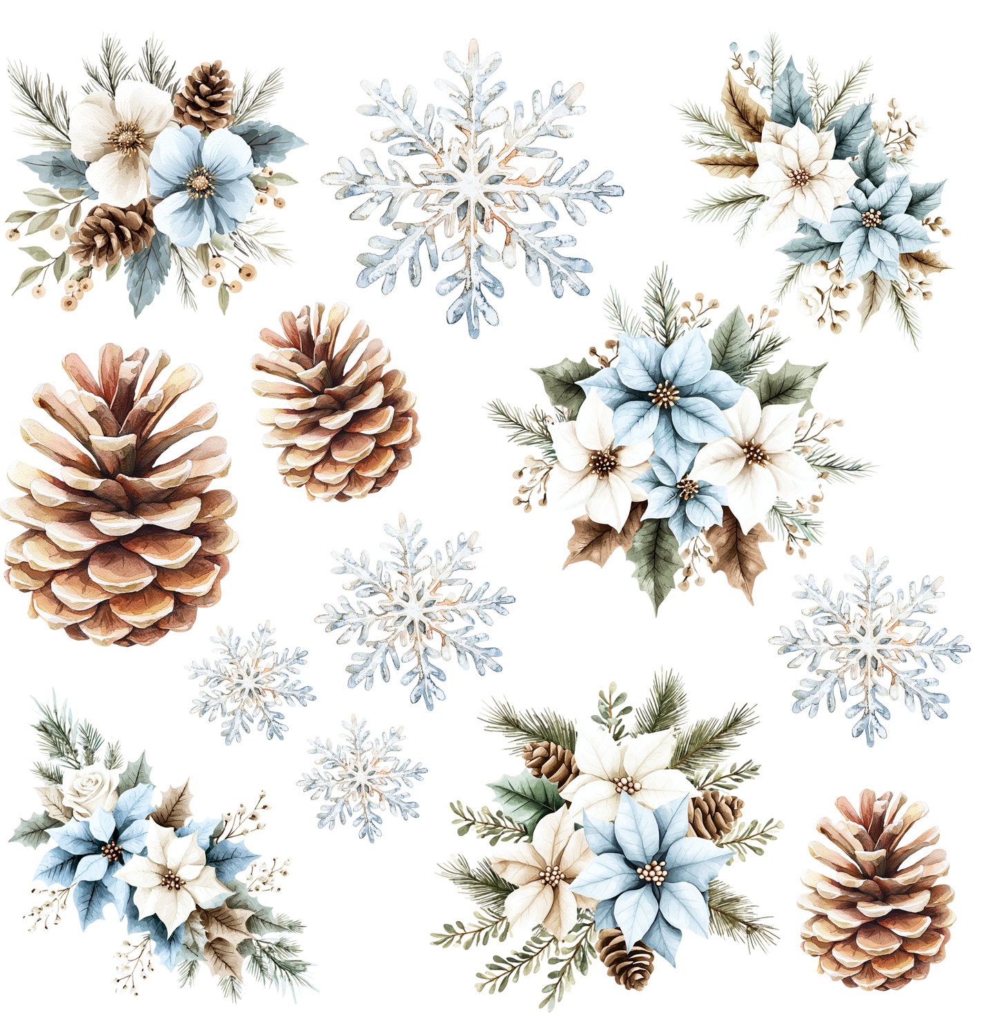 PALE BLUE WINTER FLORALS - FLAIR SHEET