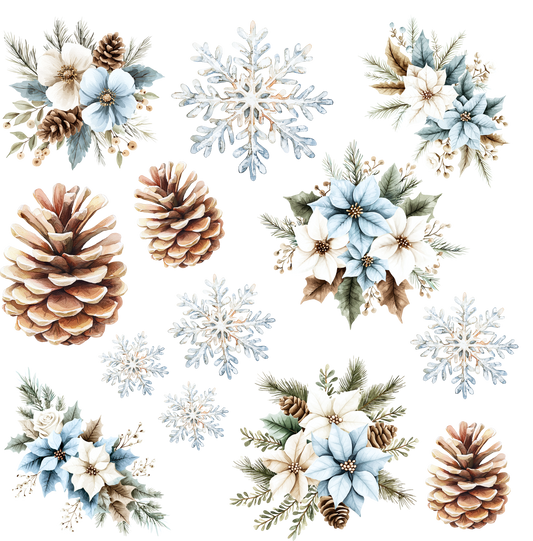 PALE BLUE WINTER FLORALS - FLAIR SHEET