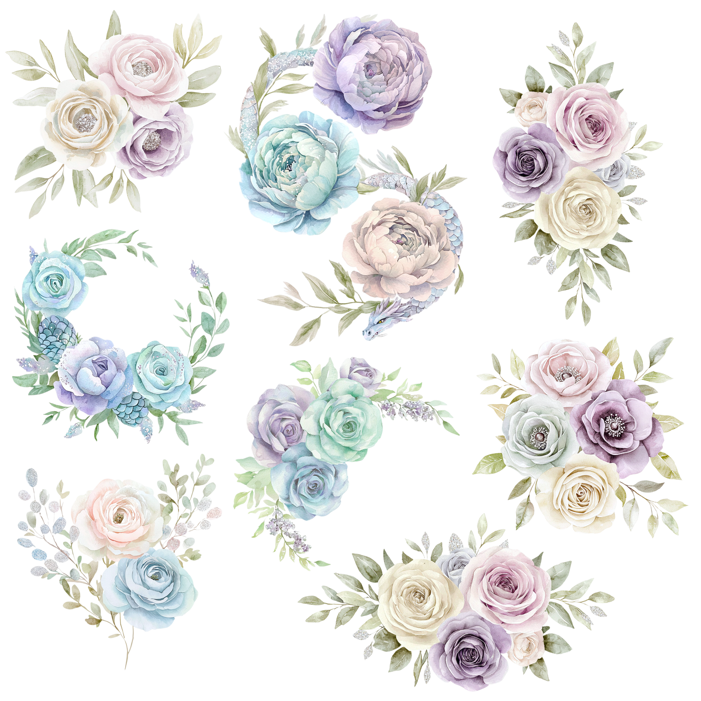 PASTEL DRAGON FLORAL - FLAIR SHEET