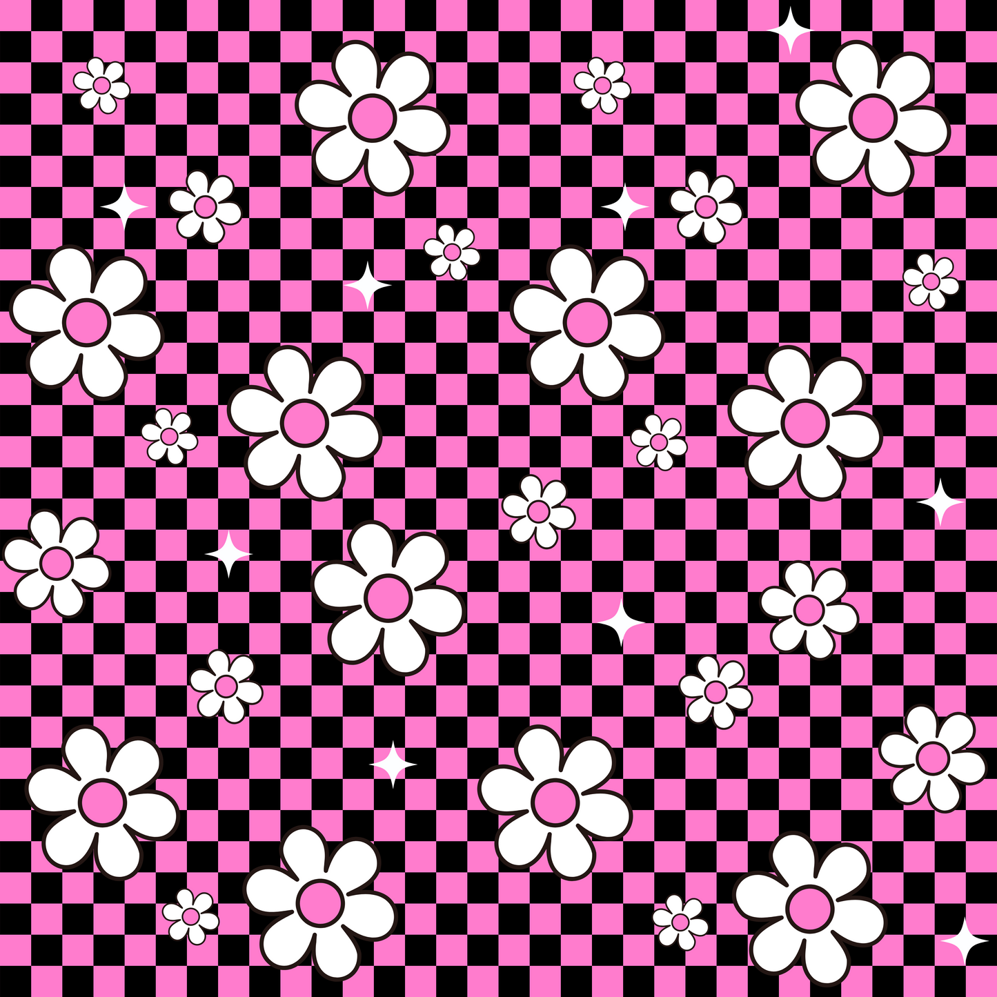 PINK CHECKER DAISY - PATTERN VINYL