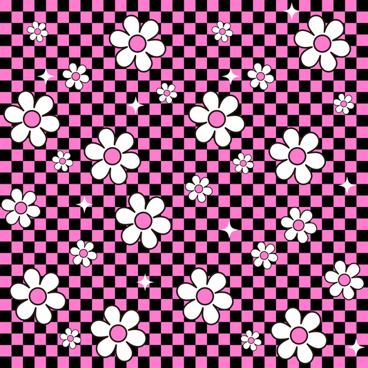 PINK CHECKER DAISY - PATTERN VINYL