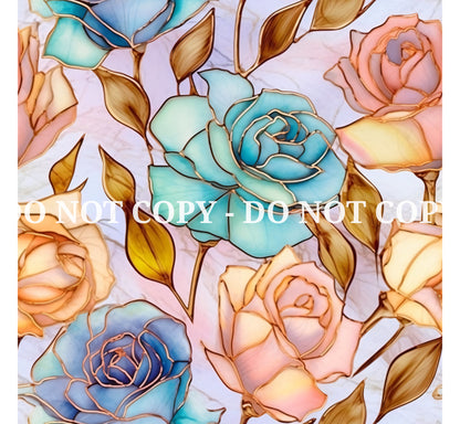 GOLD INK ROSES PATTERN VINYL - MULTIPLE VARIATIONS