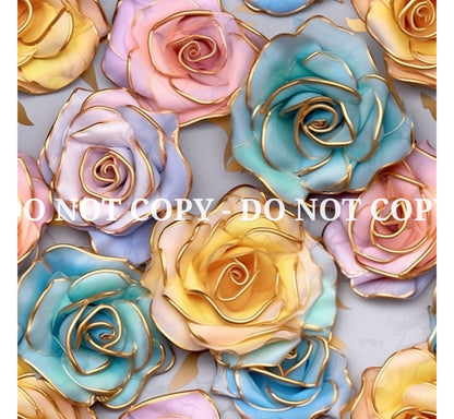 GOLD INK ROSES PATTERN VINYL - MULTIPLE VARIATIONS