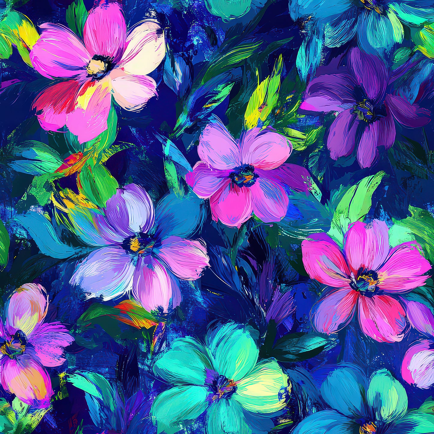 NEON OIL PAINT FLORAL - MULTIPLE VARIATIONS