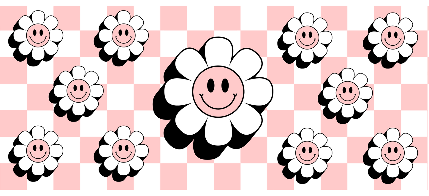 PINK DAISY CHECKER - CAN WRAP