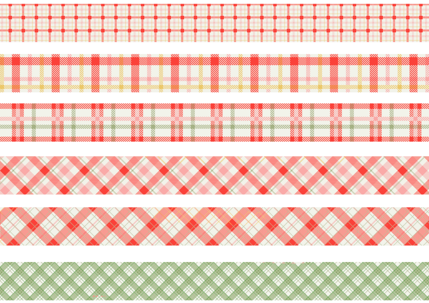 PINK GREEN AND YELLOW TARTAN STRIPES - FLAIR SHEET - PINE AND FEATHERS DESIGN