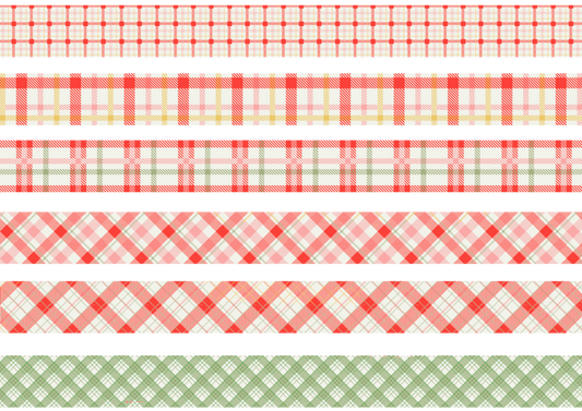 PINK GREEN AND YELLOW TARTAN STRIPES - FLAIR SHEET - PINE AND FEATHERS DESIGN