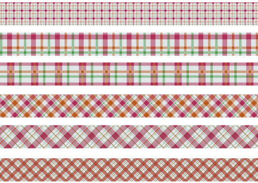 PINK, ORANGE AND GREEN TARTAN STRIPES - FLAIR SHEET - PINE AND FEATHERS DESIGN