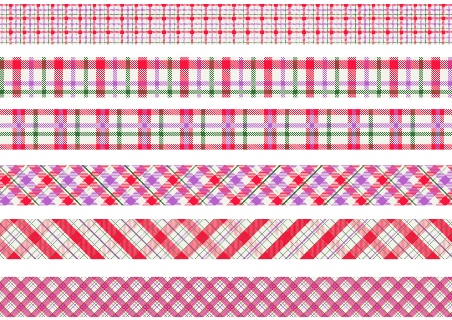 PINK, PURPLE AND GREEN TARTAN STRIPES - FLAIR SHEET - PINE AND FEATHERS DESIGN