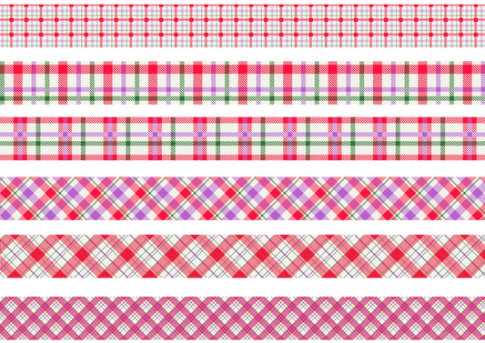 PINK, PURPLE AND GREEN TARTAN STRIPES - FLAIR SHEET - PINE AND FEATHERS DESIGN