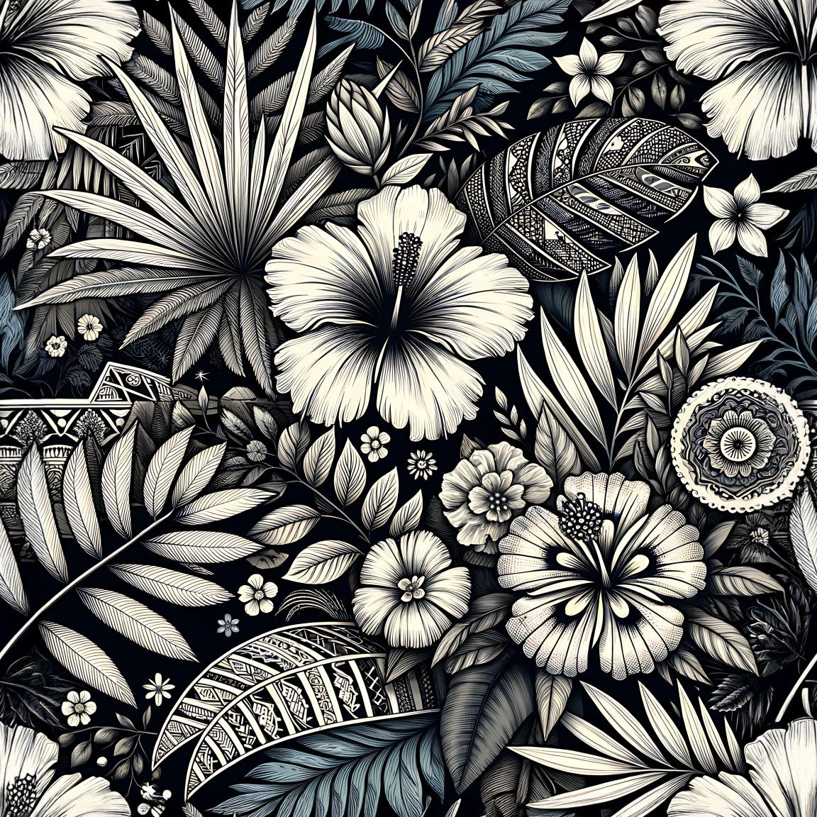 POLYNESIAN FLOWERS - PATTERN VINYL