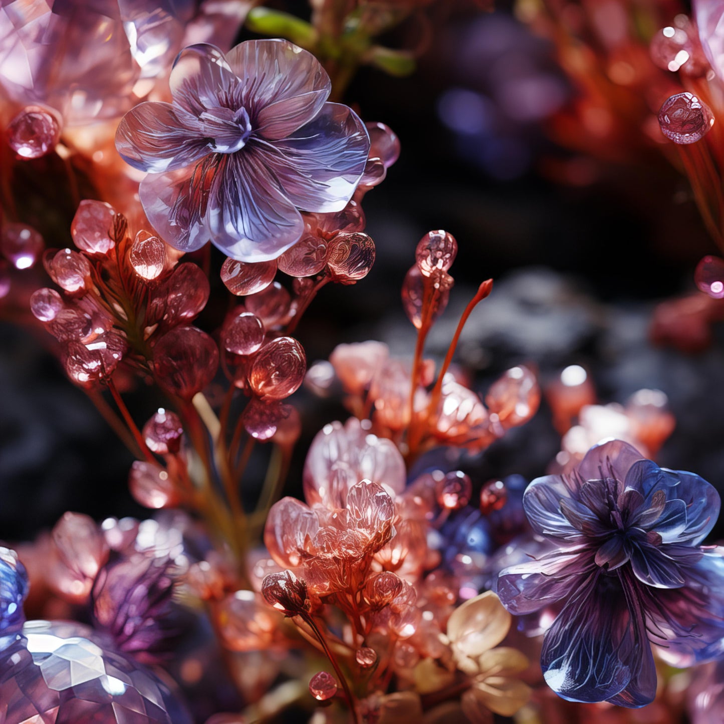 PURPLE CRYSTALS AND FLOWERS - MULTIPLE VARIATIONS