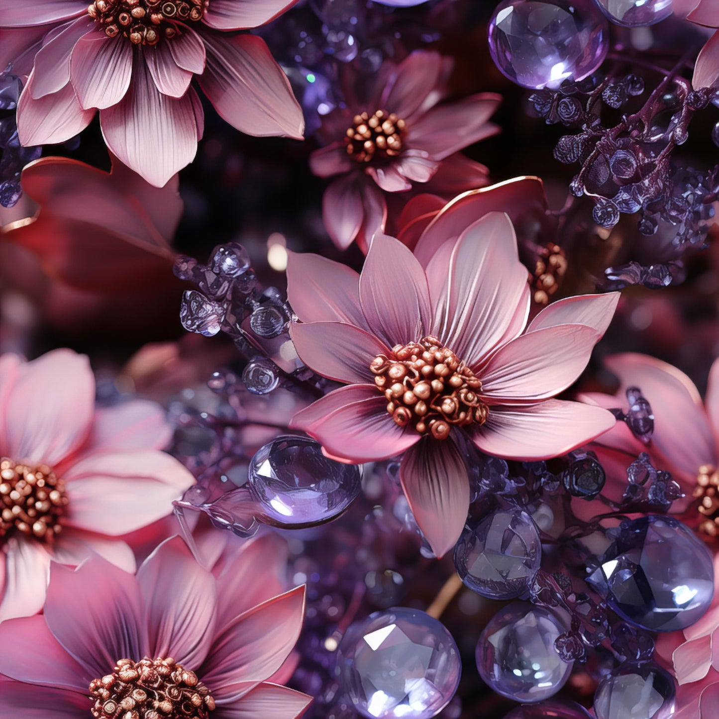 PURPLE CRYSTALS AND FLOWERS - MULTIPLE VARIATIONS