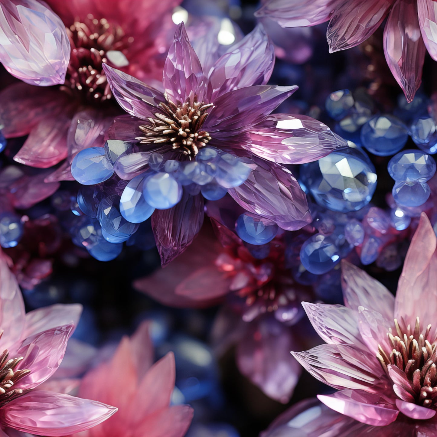 PURPLE CRYSTALS AND FLOWERS - MULTIPLE VARIATIONS