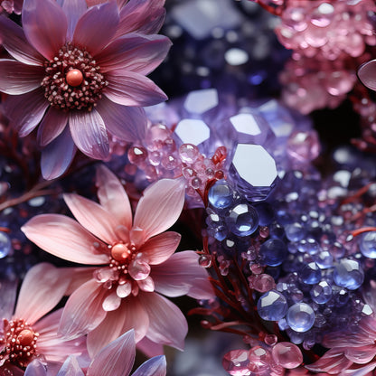 PURPLE CRYSTALS AND FLOWERS - MULTIPLE VARIATIONS