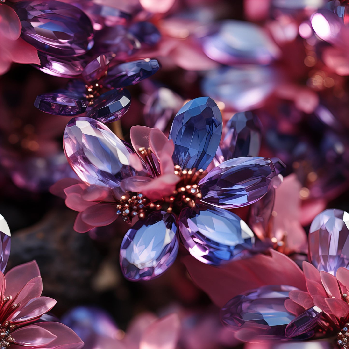 PURPLE CRYSTALS AND FLOWERS - MULTIPLE VARIATIONS