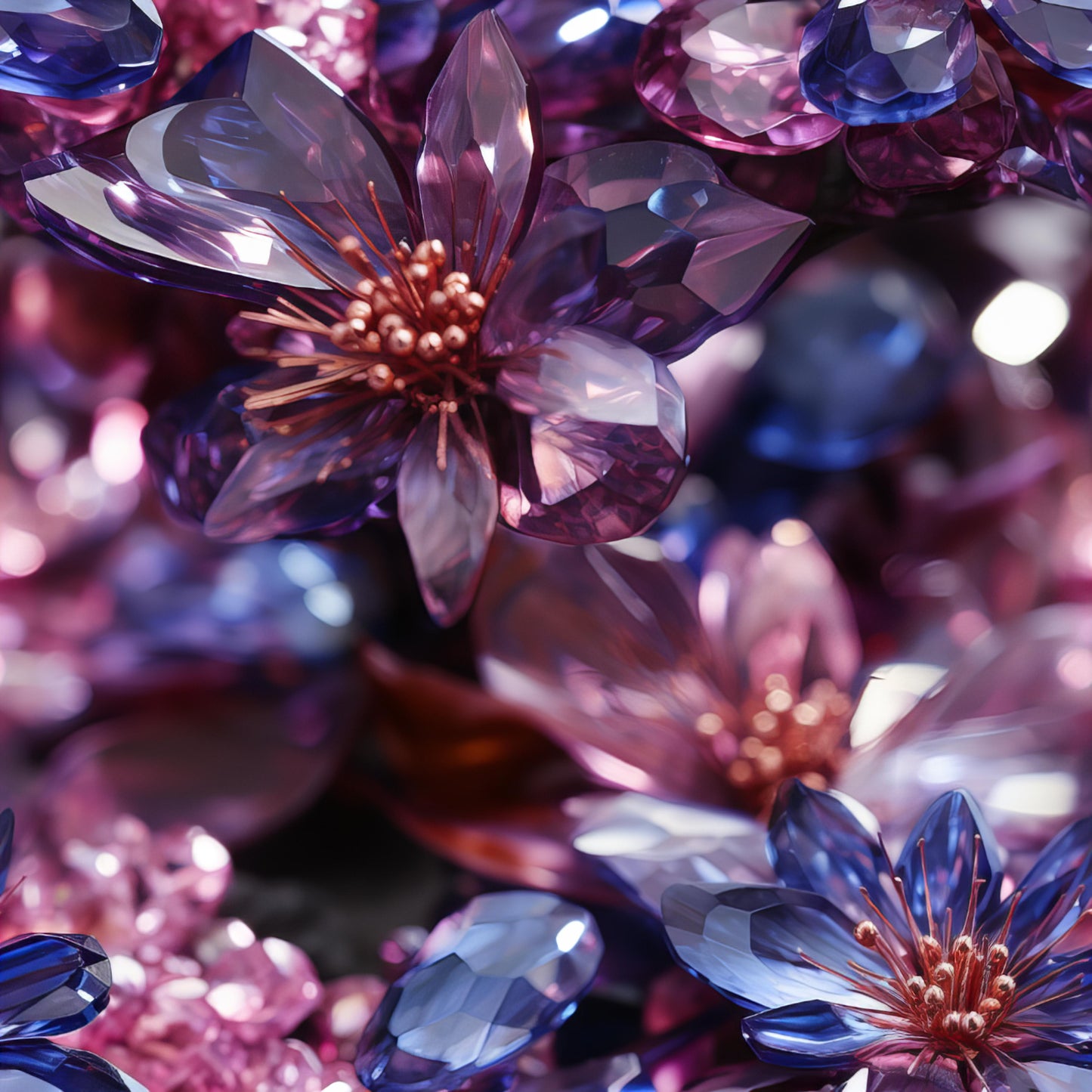 PURPLE CRYSTALS AND FLOWERS - MULTIPLE VARIATIONS